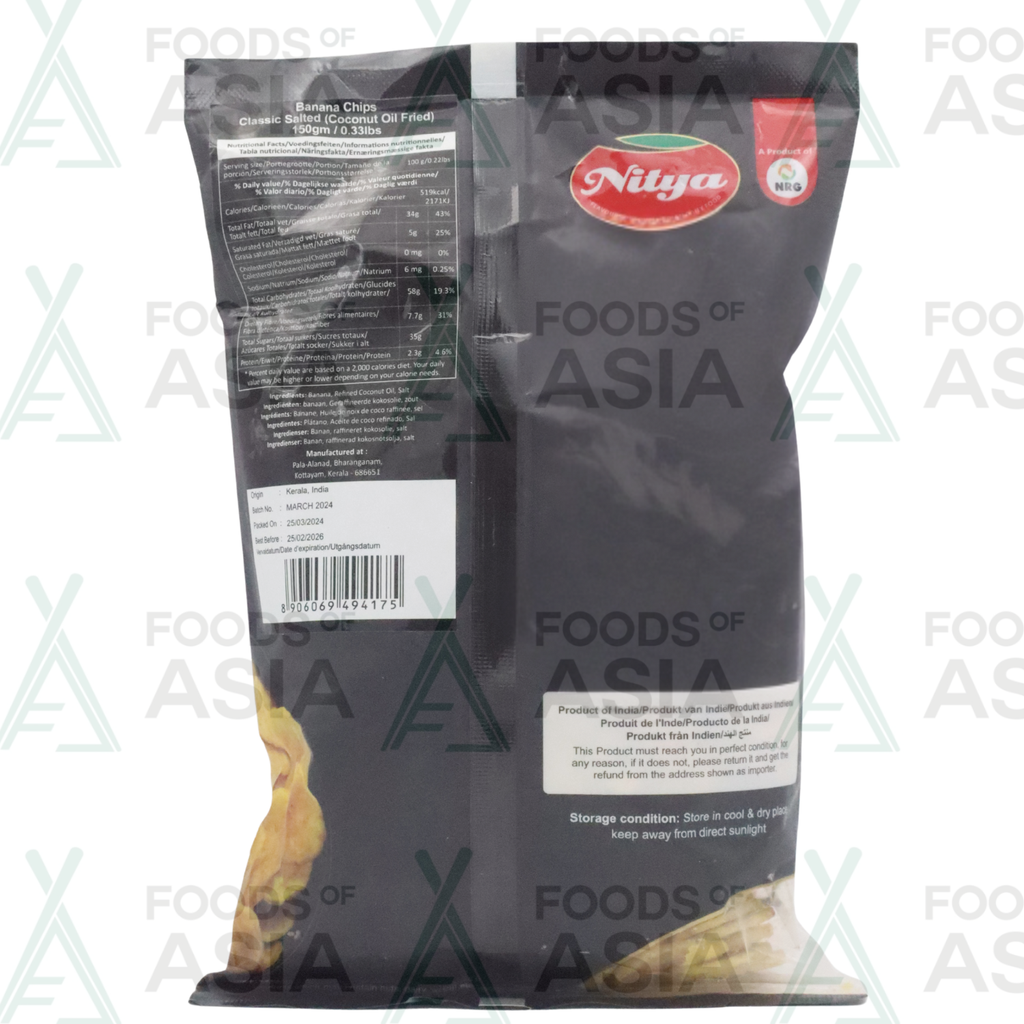 NITYA BANANA CHIPS CS (COCONUT OIL FRIED) 150G