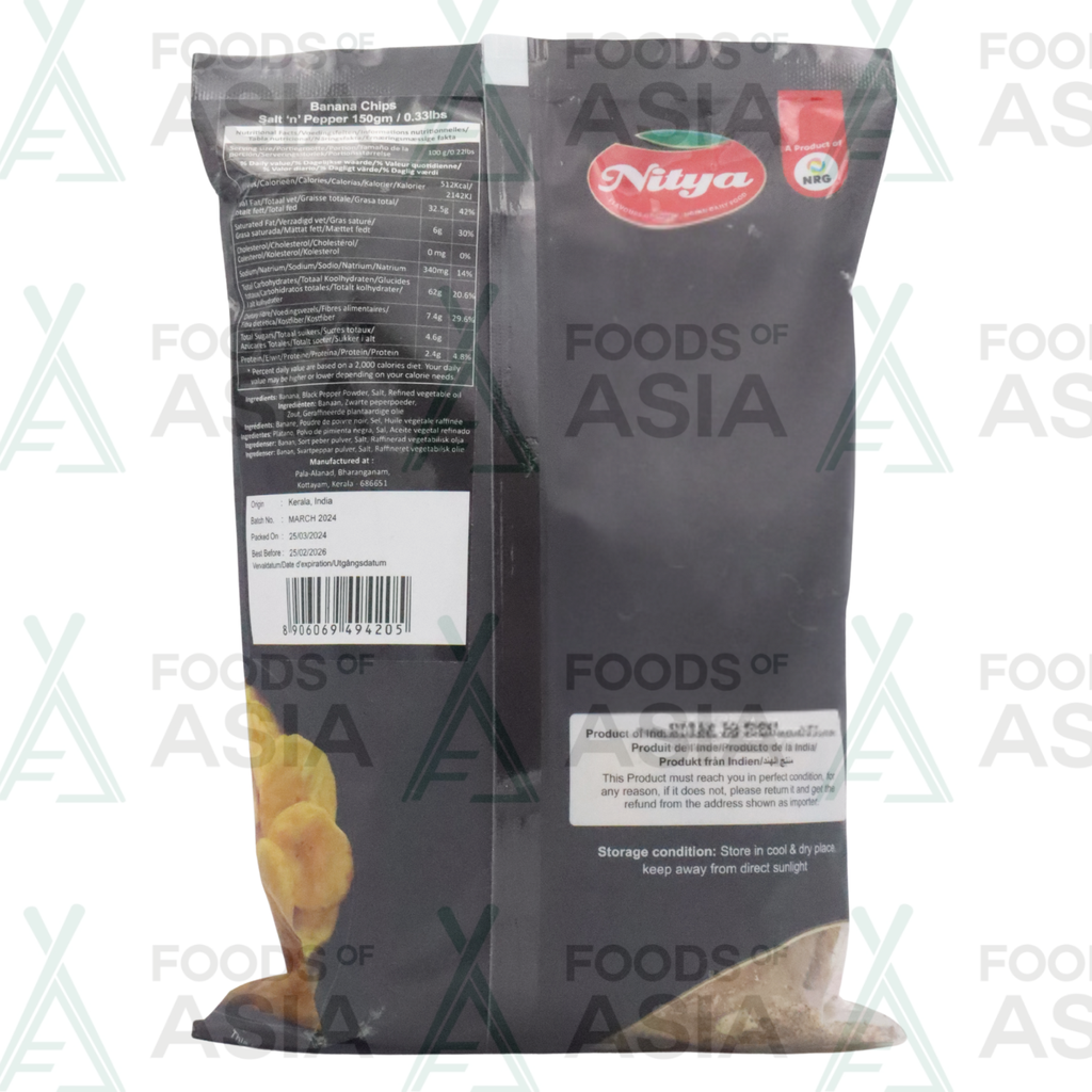 NITYA BANANA CHIPS BLACK PEPPER 150G