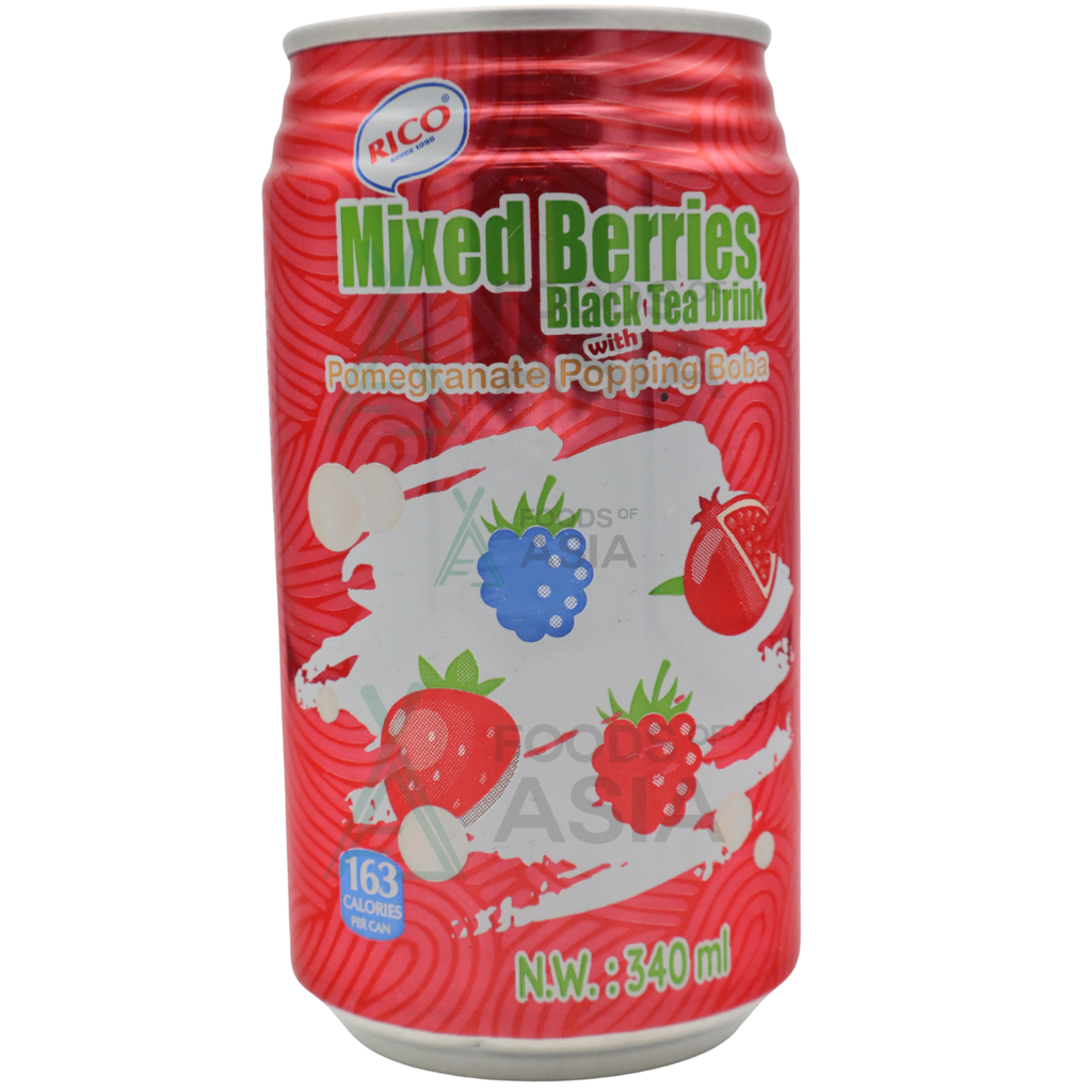 Rico Black Tea Drink Mixed Berries & Boba 340ml