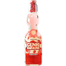 GENKI RAMUNE Soda Drink Strawberry 200ml